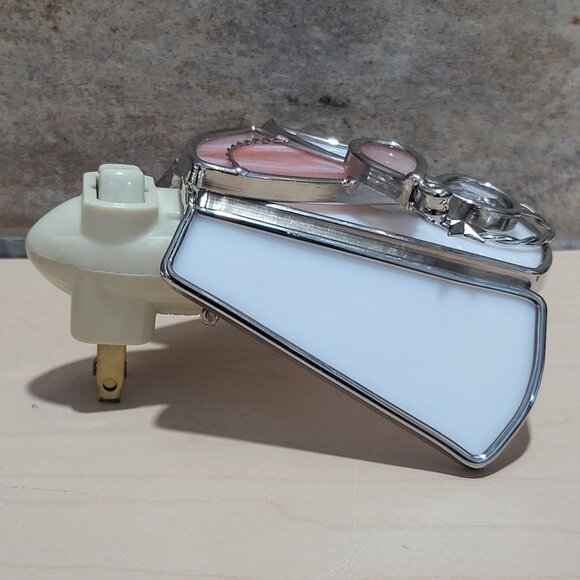 Stained Glass Angel Plug In Nightlight Pink White Silver Plate Finish - Picture 7 of 14